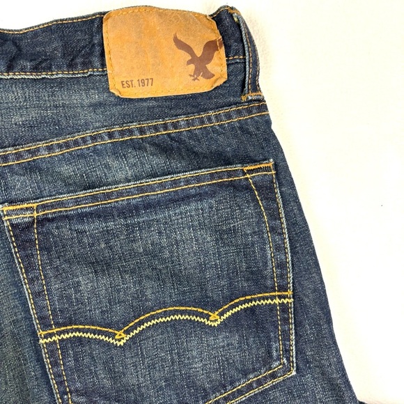 American Eagle 100% Cotton Whiskered Midrise Relaxed Straight Mens Jeans (33/34) - Picture 7 of 15